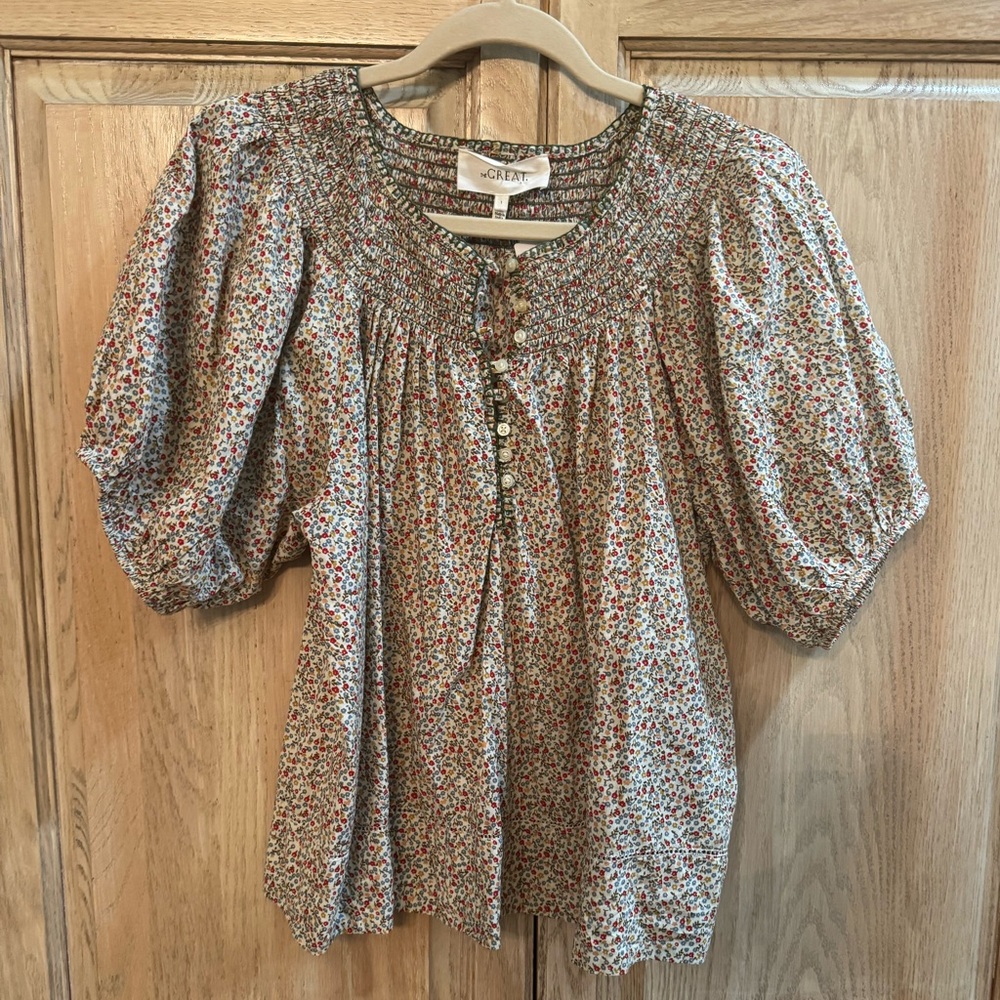 THE GREAT. The Honey Floral Cotton Blouse - Picture 3 of 6